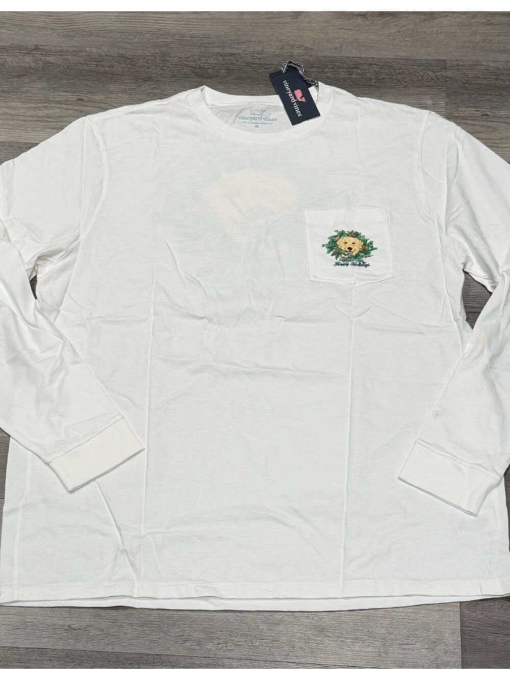NWT Vineyard Vines Men's Family’s Best Friend Dog HOLIDAYS White LS Shirt - XL - Picture 2 of 5